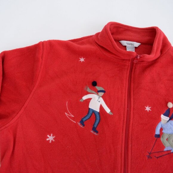 Northern Reflections Red Embroidered Skaters Winter Fleece Zip Up Sweater Xl - Picture 8 of 12